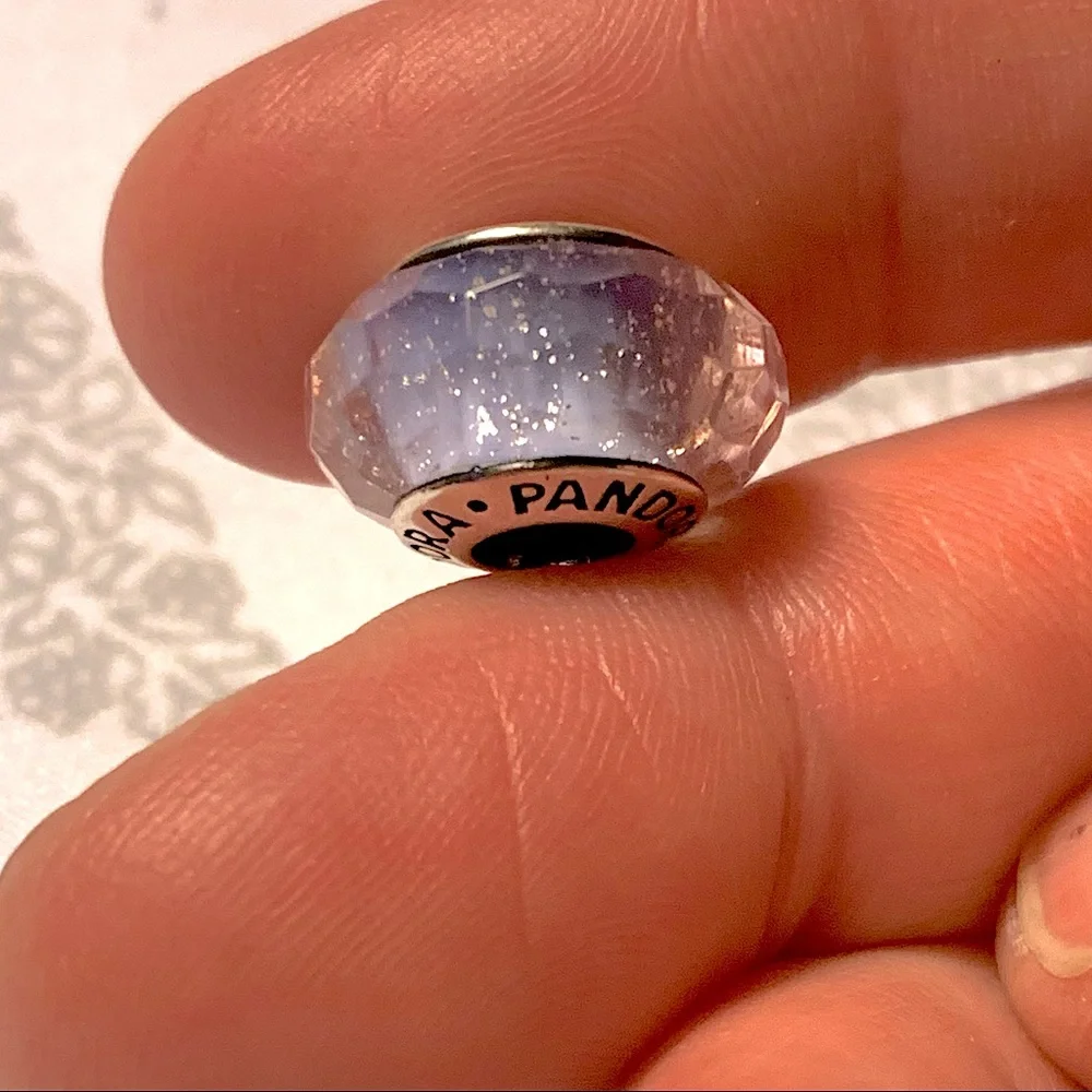 PANDORA Wavy fancy lavender Murano glass charm - Picture 1 of 3